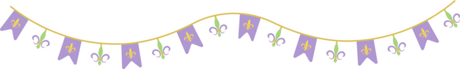 Decorative Purple Bunting with Fleur-de-Lis