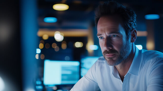 Skilled Developer Coding Advanced Programs in Modern Office