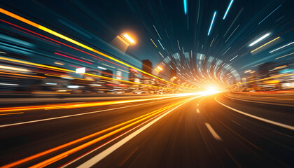 Panoramic high speed technology concept, light abstract background, dinamic scene. with white shades