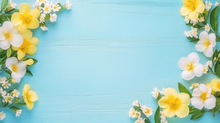 Beautiful background template made of Spring flowers.