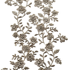 Intricate lace pattern featuring delicate floral designs perfect for crafting, home decor, or fashion embellishments