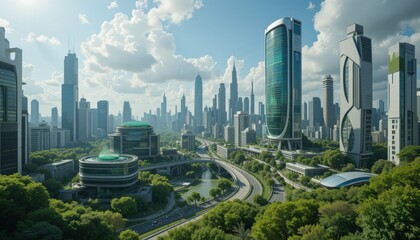 Futuristic Cityscapes with Green Energy Sources