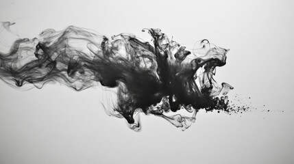 Abstract Black Ink Swirl on White Background