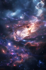 Fototapeta premium Mesmerizing View of a Distant Galaxy Illuminating the Vastness of Outer Space