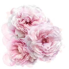 Delicate watercolor depiction of soft pink roses, capturing their beauty and elegance in a serene artistic style