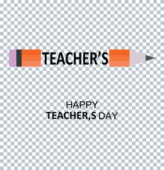Happy Teacher’s Day Greeting with Pencil Illustration on Transparent Background