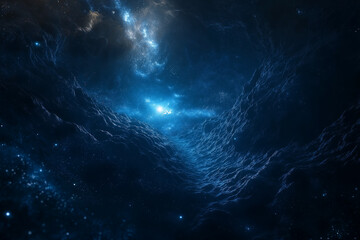 Obraz premium Void of space with dark matter and swirling particles creates an enigmatic cosmic energy field