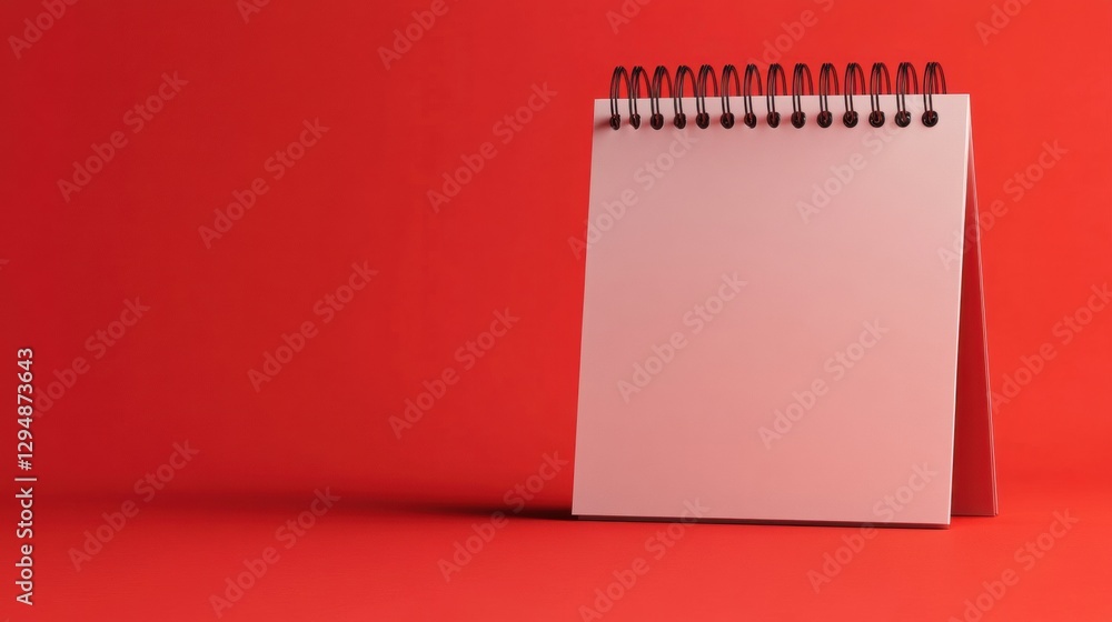 Fototapete blank spiral notebook placed on a vibrant red surface ready for creativity or note taking tasks. gen