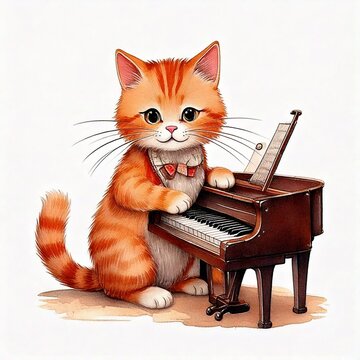 絵画。壁掛け原画【可愛い猫たちのロマンチックなピアノ演奏会】 絵画。壁掛け原画【可愛い猫たちのロマンチックなピアノ演奏会】