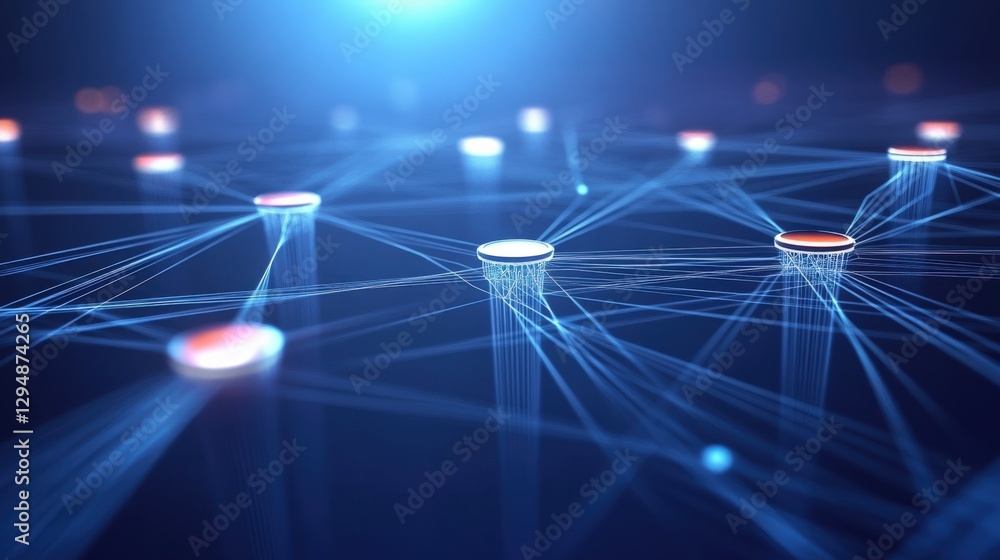 Poster dynamic digital network connections virtual space abstract visualization futuristic environment aeri