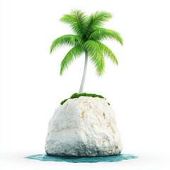 Obraz premium This serene isle, draped in white, embodies tranquility and the allure of untouched natures beauty.