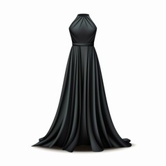 Naklejka premium A sleek little black dress featuring an elegant neckline, perfectly showcased against a crisp white backdrop.