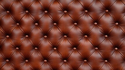 Fototapeta premium Rich brown leather texture with tufted pattern, perfect for upholstery and interior design accents. A classic touch for any space.