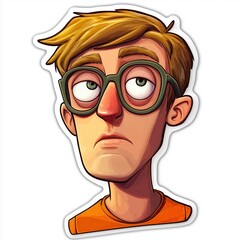 contour-cut sticker antisocial cartoon, 3d rendering, graphic design sticker for t generated AI