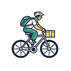 Naklejka premium Bike delivery rider icon, showcasing a simple and clean design, perfect for delivery services and logistics, isolated on white background