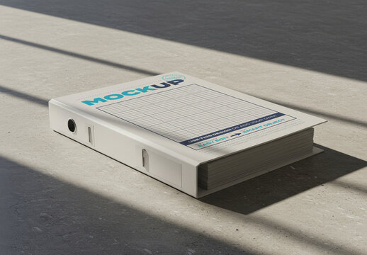 Folder Cover on Concrete Floor with Sunlight Mockup