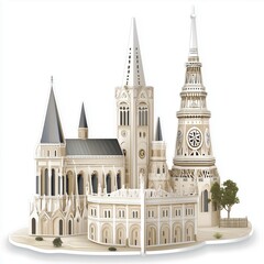 Fototapeta premium contour-cut sticker Landmark aesthetic quality of the beautiful, 3d rendering, design sticker, vector art sticker, high resolution, detailed, on white background generated AI