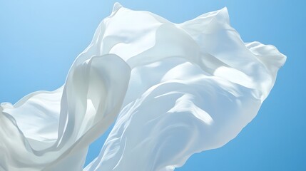Billowing White Sheets Dancing in a Soft Breeze Against a Clear Blue Sky