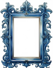 Assorted blue ornate picture frames vintage wall decor 