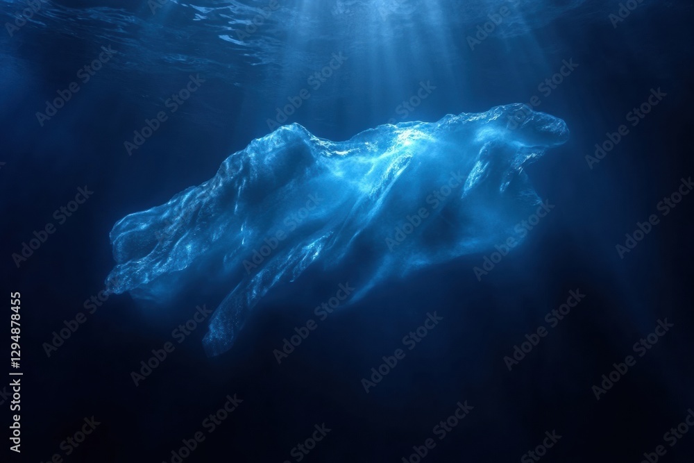Aufkleber Melting iceberg floats in deep blue waters under a clear sky creating a stark contrast for contemplation of climate change. Generative AI
