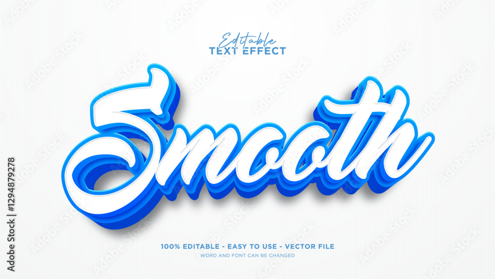 Poster editable blue text effect, clean and smooth text style effect