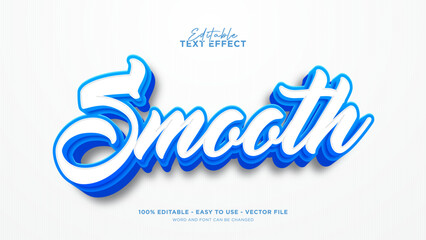 Editable blue text effect, clean and smooth text style effect