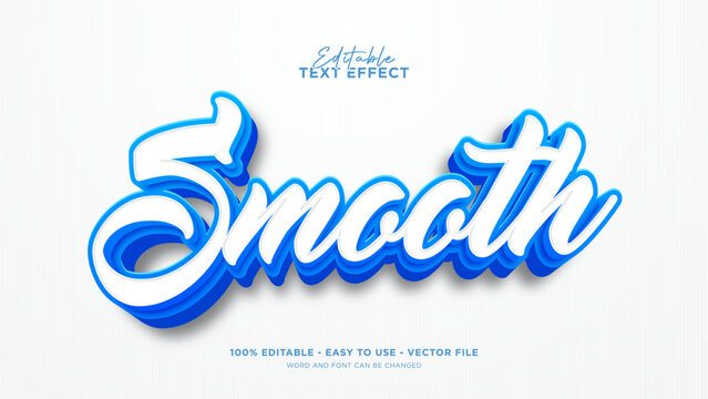 Editable blue text effect, clean and smooth text style effect