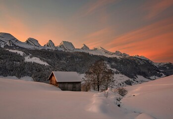 sunset in the mountains