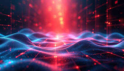 Obraz premium Abstract Red Blue Digital Wave Background