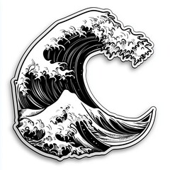 contour-cut sticker Wave aesthetic quality of the beautiful, 3d rendering, design sticker, vector art sticker, high resolution, detailed, on white background generated AI