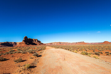 Beautiful desert landscape at Valley of the Gods near Mexican Hat Utah.