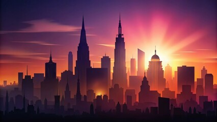 Obraz premium Cityscape Silhouette at Sunrise