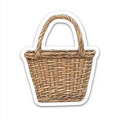 Obraz premium contour-cut sticker Basket aesthetic quality of the beautiful, 3d rendering, design sticker, vector art sticker, high resolution, detailed, on white background generated AI