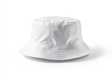 Fototapeta premium mockup of a plain white bucket hat ideal for summer-themed prints and logo placements on a minimalistic background