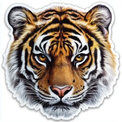 Obraz premium contour-cut sticker Tiger aesthetic quality of the beautiful, 3d rendering, design sticker, vector art sticker, high resolution, detailed, on white background generated AI