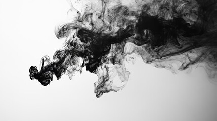 Black Ink Swirl on White Background Abstract Art