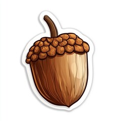 contour-cut sticker Acorn aesthetic quality of the beautiful, 3d rendering, design sticker, vector art sticker, high resolution, detailed, on white background generated AI