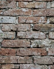Close-Up of a Rough Brick Surface with Natural Wear and Tear