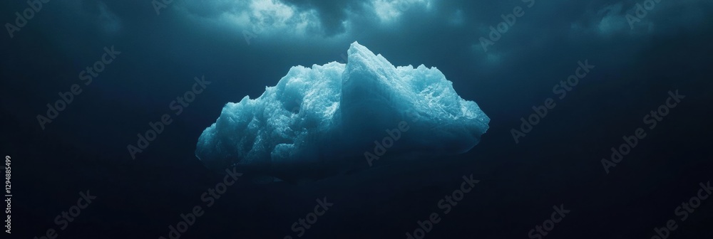 Aufkleber melting iceberg floats serenely in deep blue water under an empty sky, highlighting climate change e