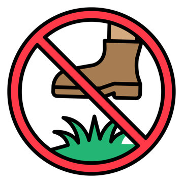 Illustration of Keep Off the Grass Sign Filled Icon