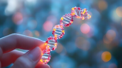 3D-rendered DNA strand glowing in blue and pink hues symbolizing genetic disorders and rare diseases