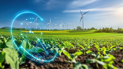 Innovative wind energy harvesting techniques green fields nature photography rural landscape ground level sustainability concepts