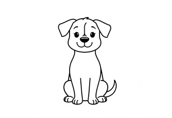 Fototapeta premium Cute Dog Sitting Cartoon Style on White Background Illustration