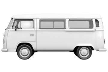 White vintage van isolated. Classic retro-style vehicle ideal for travel, road trips, and adventure. AI generated.  .
