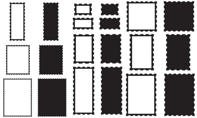 Detailed Scallop Rectangle Frame Shape Templates Bundle. Borders for Invitations, Wedding Invite, Paper Crafts, Card Making, Christmas Cards, Greeting Cards. Black Frame Illustration Vector Set