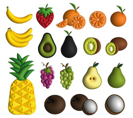 3D fruits. Illustration