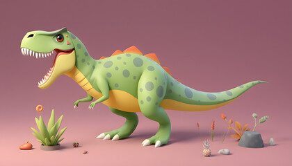 Obraz premium Fun trex - 3D Illustration, simple style. with white shades
