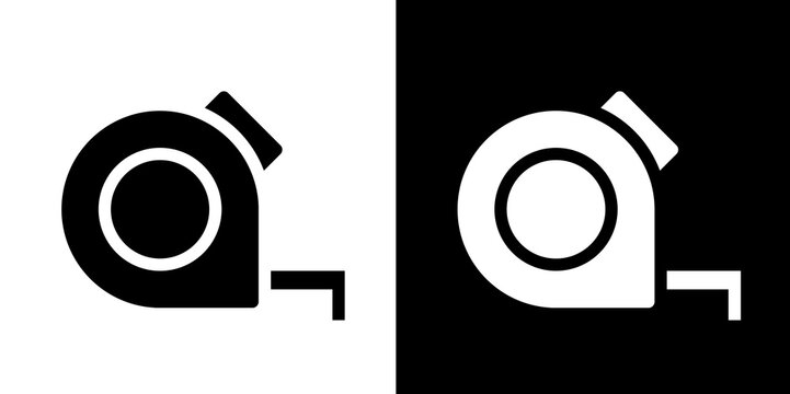 measurement tape line and glyph icon, outline and glyph vector sign, linear and glyph style pictogram isolated on white and black. labour symbol, logo, icon, illustration
