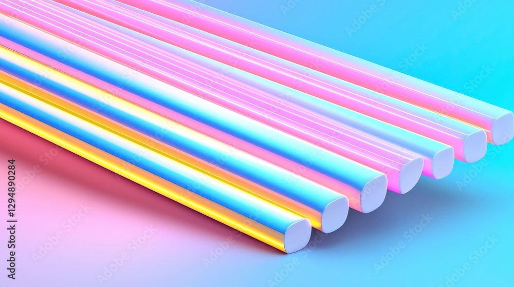 Poster pastel cylinders abstract background soft gradient colors and diagonal arrangement