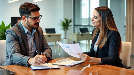 Business Meeting: Colleagues Collaborate on Project